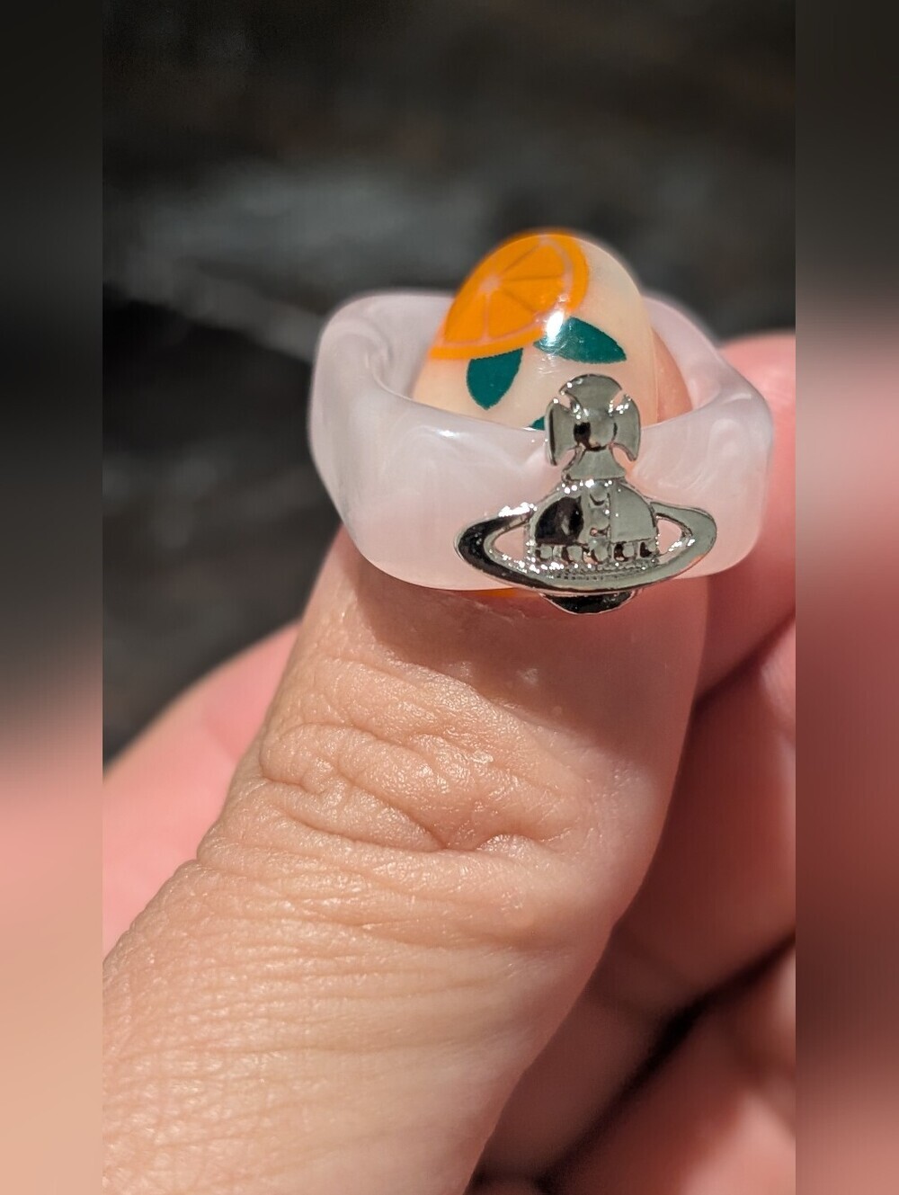 Inspired Designer Pink Resin Orb Ring Charm - Picture 3 of 8